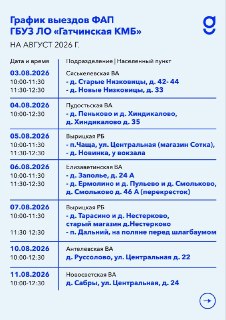 Фельдшерско-акушерские пункты Гатчинского района проведут выезды в августе